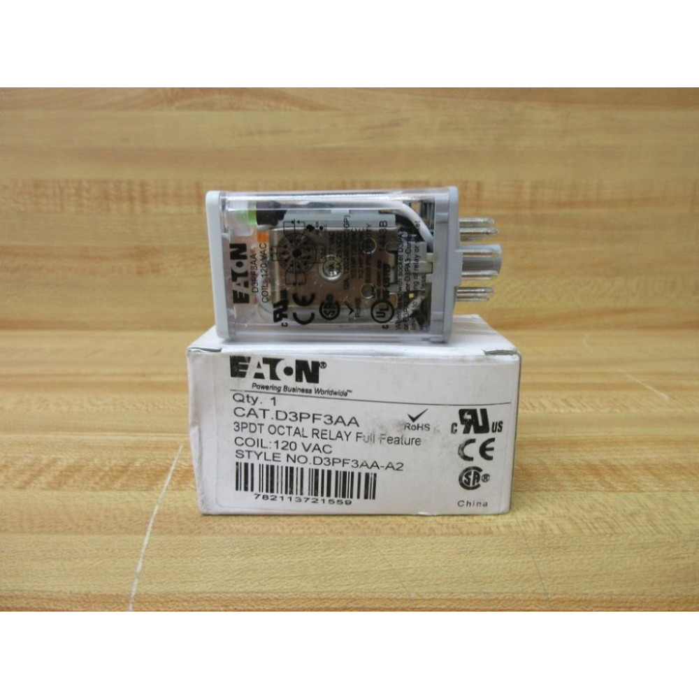 Cutler Hammer D3PF3AA 120V AC Eaton Relay D3PF3AA-120VAC