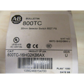 Allen Bradley 800TC-16HG2KB6AX Selector Switch