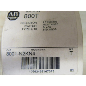 Allen Bradley 800T-N2KN4B Selector Switch WO Contact Blocks
