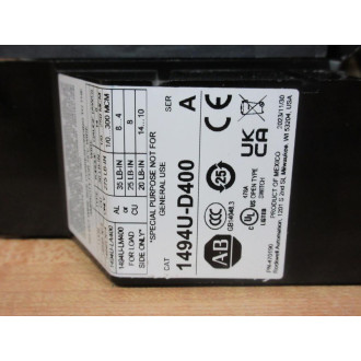 Allen Bradley 1494U-D400 Fuse Holder 1494UD400 - Used