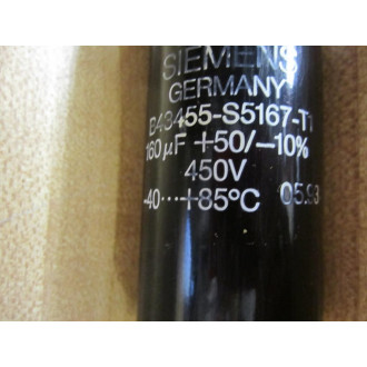 Siemens B43455-S5167-T1 Capacitor B43455S5167T1 450V 160uF - Used