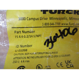 Turck FS 4.4-0.214.5NPT Single Ended Receptacle U-01098