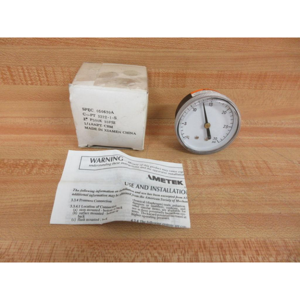 Ametek 050630A Guage 0-30 PSI 2" P500K