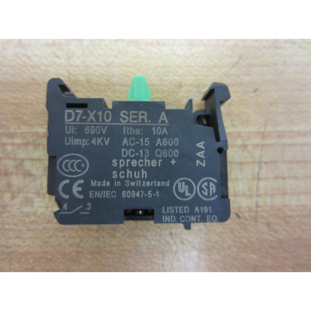 Sprecher + Schuh D7-X10 Contact Block  D7X10 - New No Box