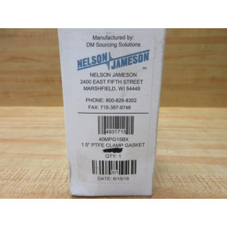 Nelson-Jameson 4931715 Clamp Gasket 40MPG15 - New No Box