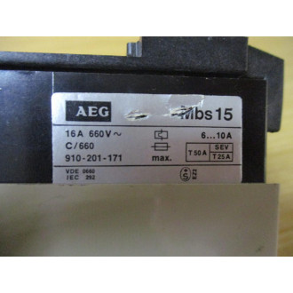 AEG 910-201-171 Motor Starter Circuit Breaker 6-10A - Used