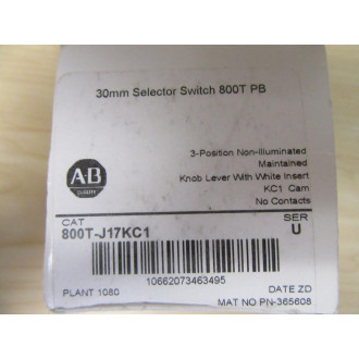 Allen Bradley 800T-J17KC1 Selector Switch 800TJ17KC1