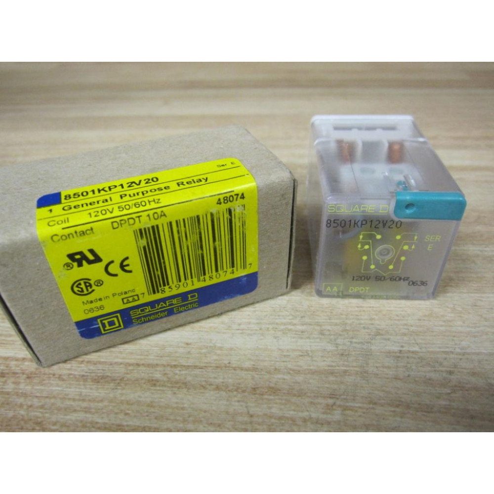 Square D 8501-KP12V20 Relay 48074 8501-KP12V20-120V Series E
