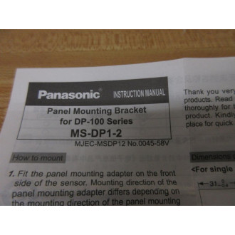 Panasonic MS-DP1-2 Mounting Bracket MSDP12 (Pack of 2) - New No Box