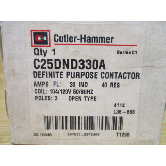 Eaton C25DND330A Cutler-Hammer Contactor C25DND330 Ser. C1, 104-120V
