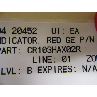 General Electric CR103HAX02R GE Red Indicator Lens