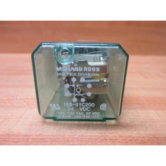 Midtex 158-91C200-24V DC Midland Ross Relay 158-91C200-24VDC - Used