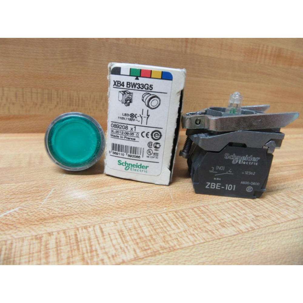Schneider XB4 BW33G5 Telemecanique Pushbutton 089208 Schneider XB4 BW33G5 Telemecanique Pushbutton 089208