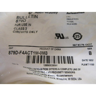 Allen Bradley 879D-F4ACT1M-0M3 Y-Cable