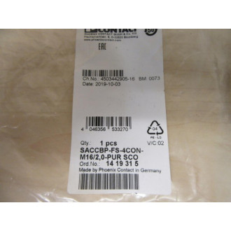 Phoenix Contact SACCBP-FS-4CON-M161,0-PUR SCO Device Connector