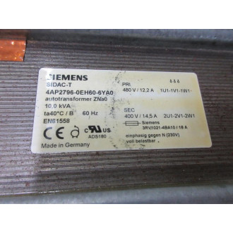 Siemens 4AP2796-0EH60-6YA0 Autotransformer 4AP27960EH606YA0 - Used