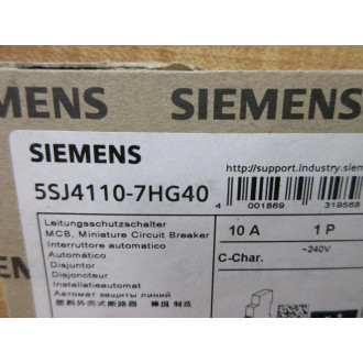 Siemens 5SJ4110-7HG40 Mini Circuit Breaker 5SJ41107HG40