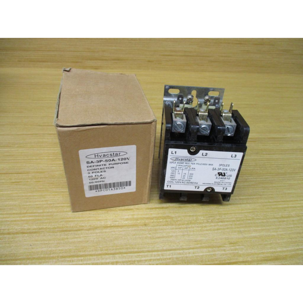 Hvacstar SA-3P-50A-120V Definite Purpose Contactor SA3P50A120V