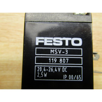 Festo MVH-5-18 B Valve 19 779 W 1 Coil:MSV-3 - Used