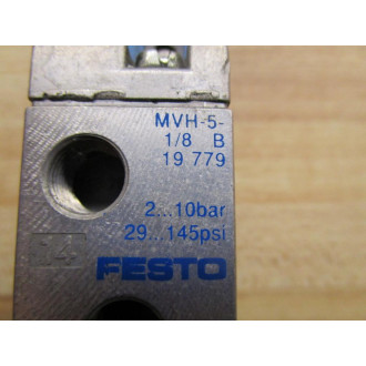 Festo MVH-5-18 B Valve 19 779 W 1 Coil:MSV-3 - Used