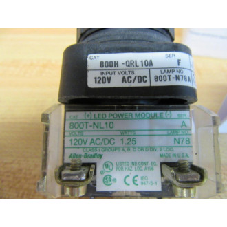 Allen Bradley 800H-QRL10A Amber Pilot Light 800HQRL10A - New No Box