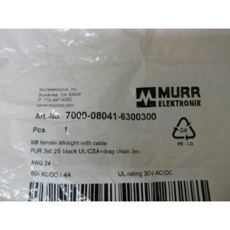 Murr Elektronik 7000-08041-6300300 Cable Cord Set 7000080416300300