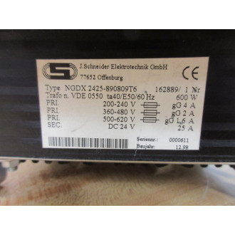 J. Schneider NGDX2425-890809 Power Supply NGDX2425890809 - Used