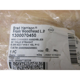 WoodheadBrad Harrison 208006A04M003 Molex Mini-Change Cordset