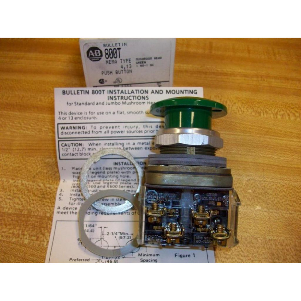 Allen Bradley 800T-D1A Pushbutton 800TD1A Ser TGreen 800T-XA