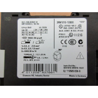 Siemens 3RN1010-1CB00 Thermistor Relay 3RN10101CB00 - Used