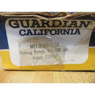 Guardian Electric MET-0-100-115A Time Delay Relay MET0100115A
