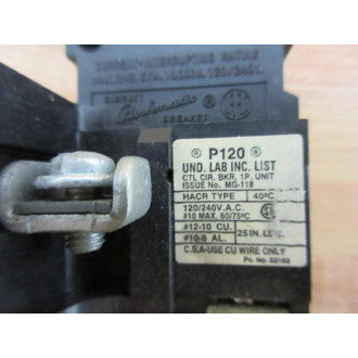 Pushmatic P120 20A Circuit Breaker - Used