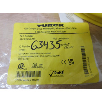 Turck RSM RKM 40-5M Double Ended Cordset RSMRKM405M
