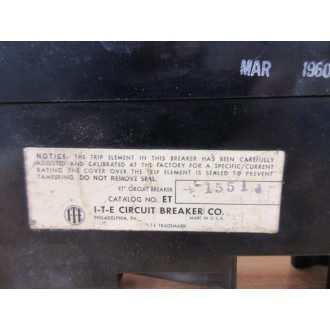 Siemens ET-1551 Circuit Breaker ET1551 - Used