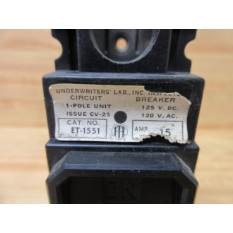 Siemens ET-1551 Circuit Breaker ET1551 - Used