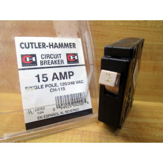 Cutler Hammer CH-115 Eaton Circuit Breaker 15A CH115