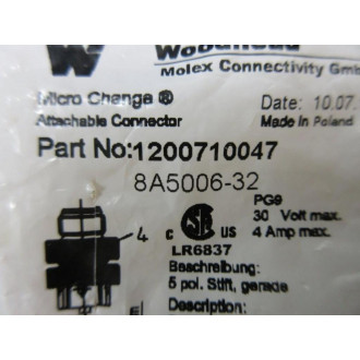 WoodheadMolex 8A5006-32 Lug Connector 1200710047 Wired (Pack of 6) - Used