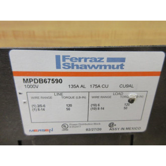 FerrazShawmutMersen MPDB67590 Power Distribution Block (Pack of 6)