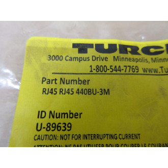 Turck RJ45 RJ45 440BU-3M Double Ended Cordset U-89639