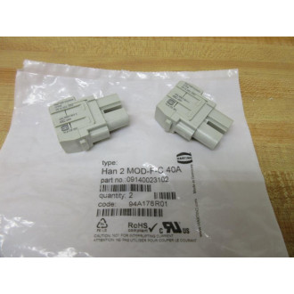 Harting 09140023102 Han 2 Pos Module (Pack of 2)