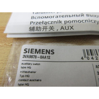 Siemens 3VA9978-0AA12 Auxiliary Switch 3VA99780AA12