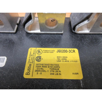 Cooper Bussman J60200-3CR Fuse Holder J602003CR - Used