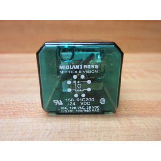 Midtex 158-91C200-24V DC Midland Ross Relay 158-91C200-24VDC - New No Box