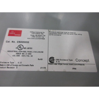 nVent Hoffman CSD20208 Concept Single Door Enclosure - Used