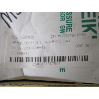 Nagano Keiki GV55-323-10M-TM Pressure Sensor Switch Gauge GV55-323-10