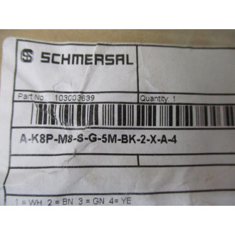 Schmersal A-K8P-M8-S-G-5M-BK-2-X-A-4 Connector Cable 103003639