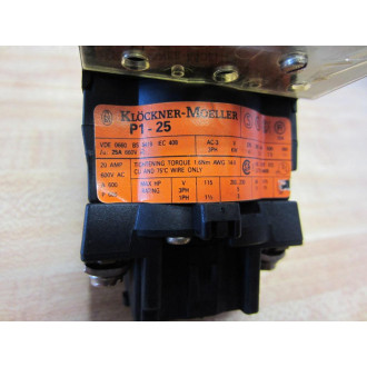 Moeller P1-25 Disconnect Switch Base P125 W Covers - New No Box