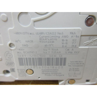 Allen Bradley 1489-M3C100 Circuit Breaker 1489M3C100