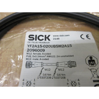 Sick YF2A15-020UB5M2A15 Double Ended Cordset YF2A15020UB5M2A15