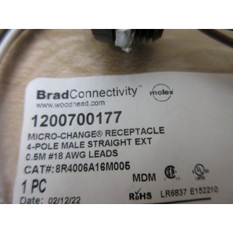 Brad ConnectivityMolex 8R4006A16M005 4P M Receptacle